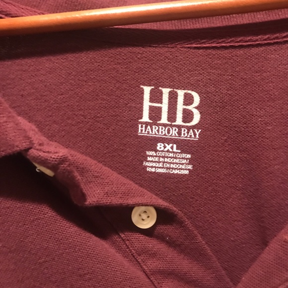 Harbor Bay 8XL Maroon 100% Cotton Polo Mens Shirt - Picture 2 of 4